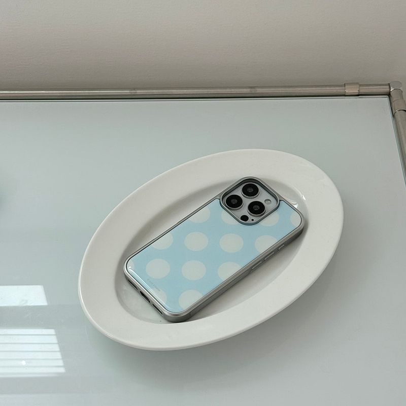 [MADE] silver big dot epoxy bumper case - cloud