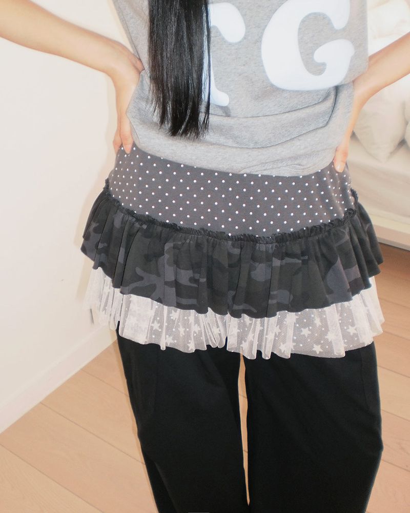 Coren Camo Dot Tiered Mini Skirt