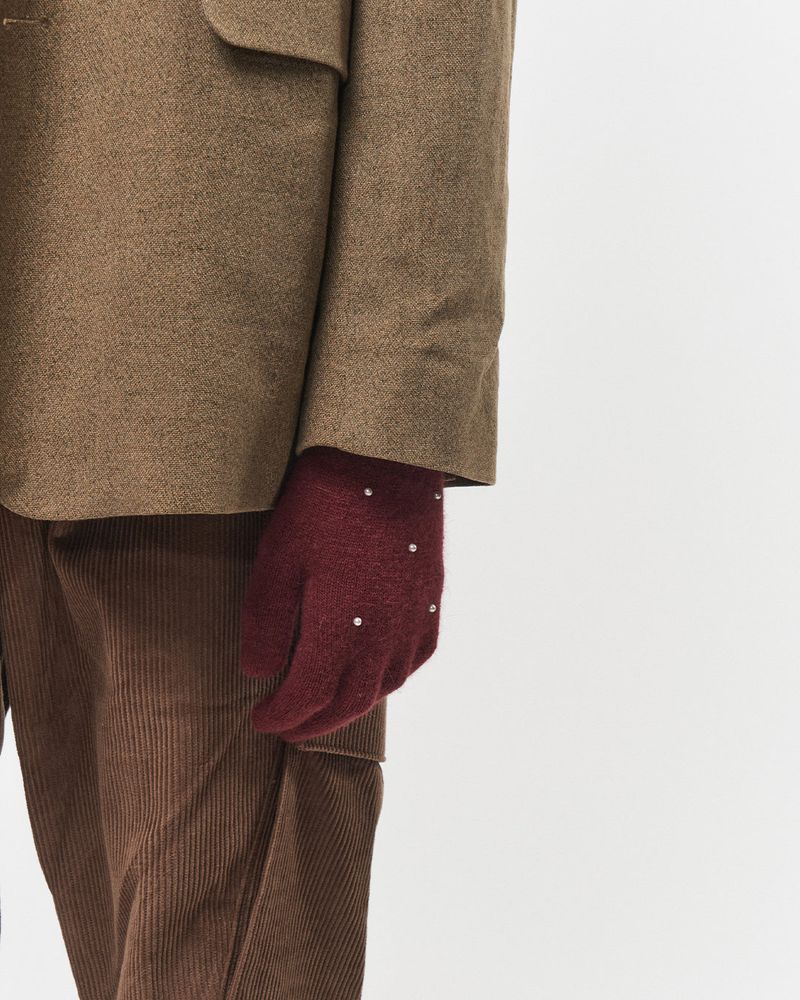 Bluesf angora wool knit gloves - Wine