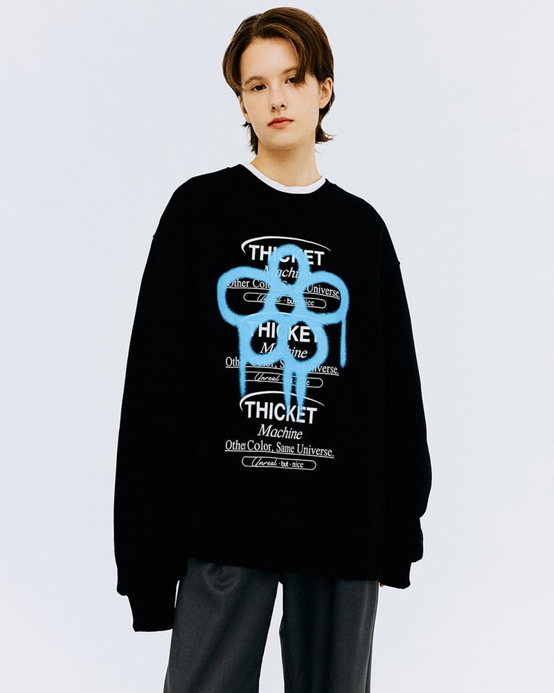 THICKET MACHINE FLOWER SWEATSHIRT-BLACK