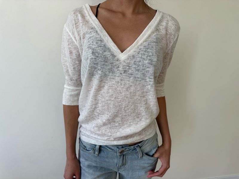 sheer v neck tee