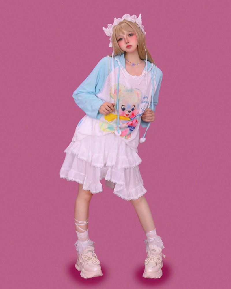 heart pang-♡ bear lace hood