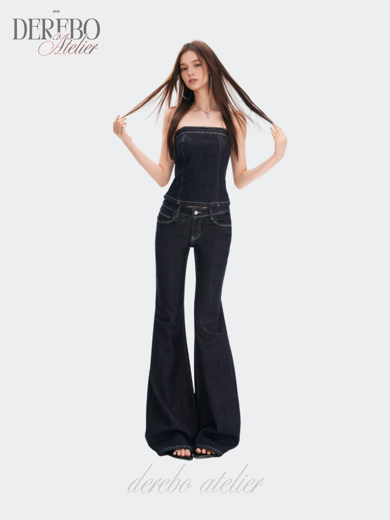 dereborujo（ドレボルゾー）の「Deep green paper flared long denim pants（Pants）」