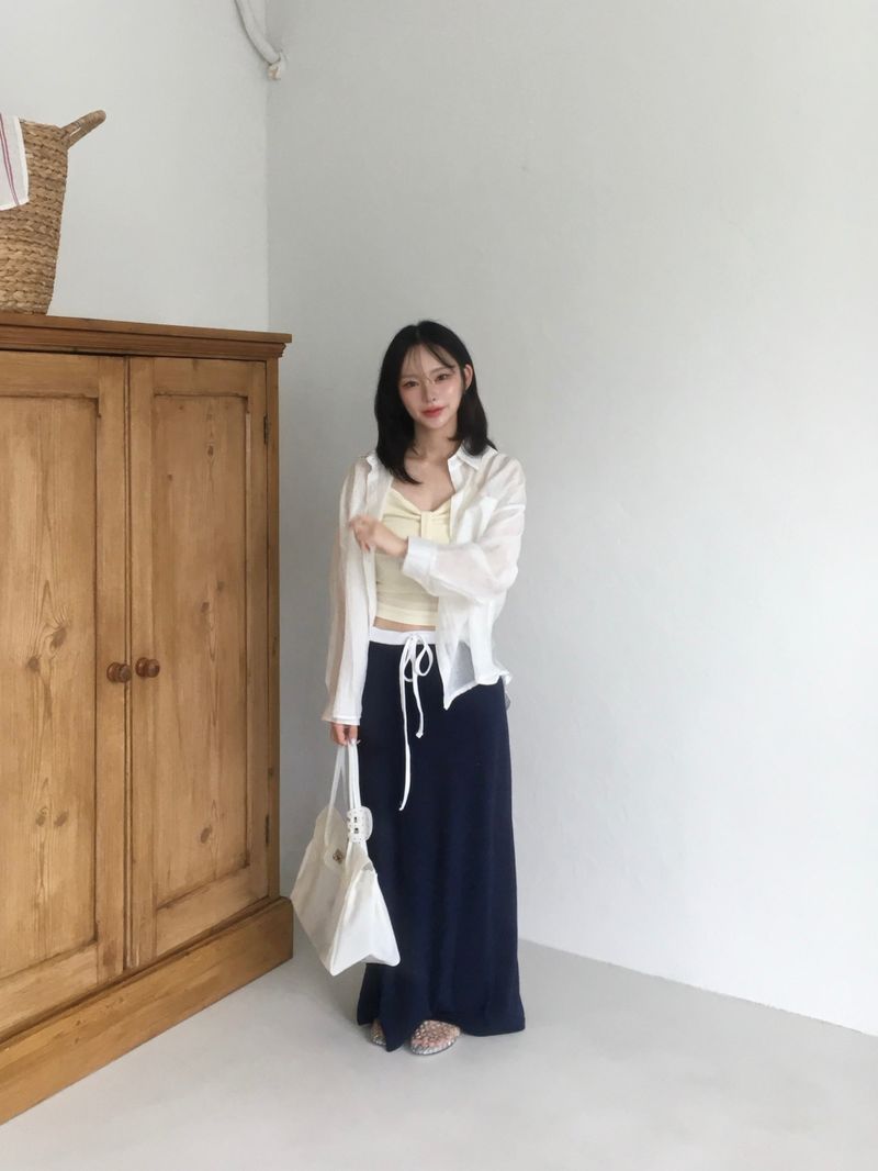 Airy Shell See-Through Shirt (7c)