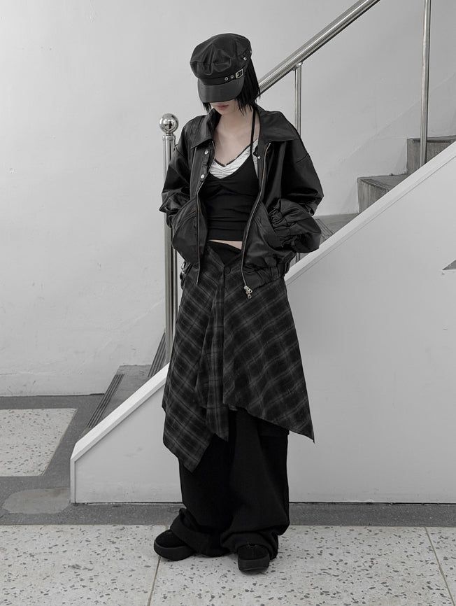 Lotte Leather Crop Bomber Jacket