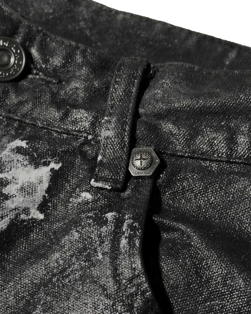 Black coated wide pants
