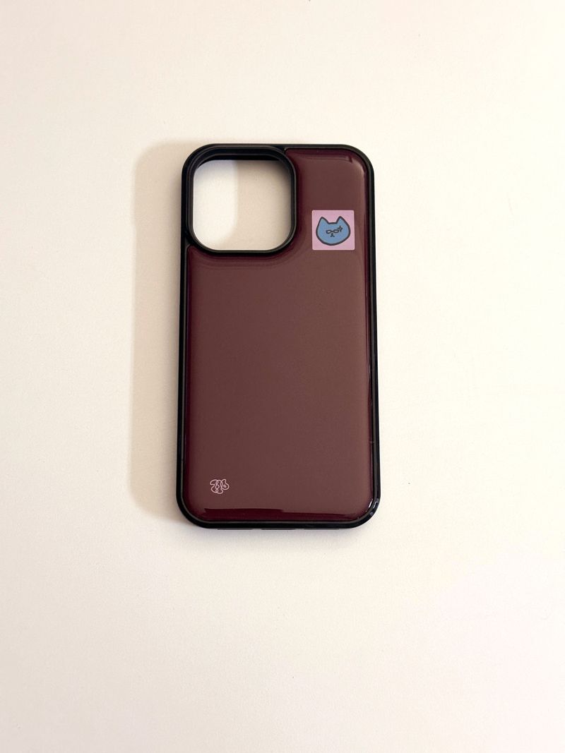 brown square patch epoxy phone case