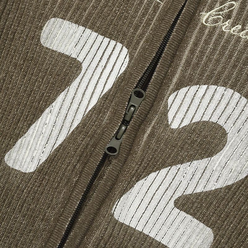 GARMENT HIGH NECK KNIT ZIP UP [KHAKI]