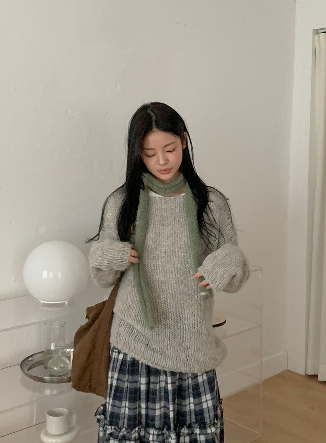 BAON（バオン）の「Manpas Bokashi Over Round Knit（Tops）」