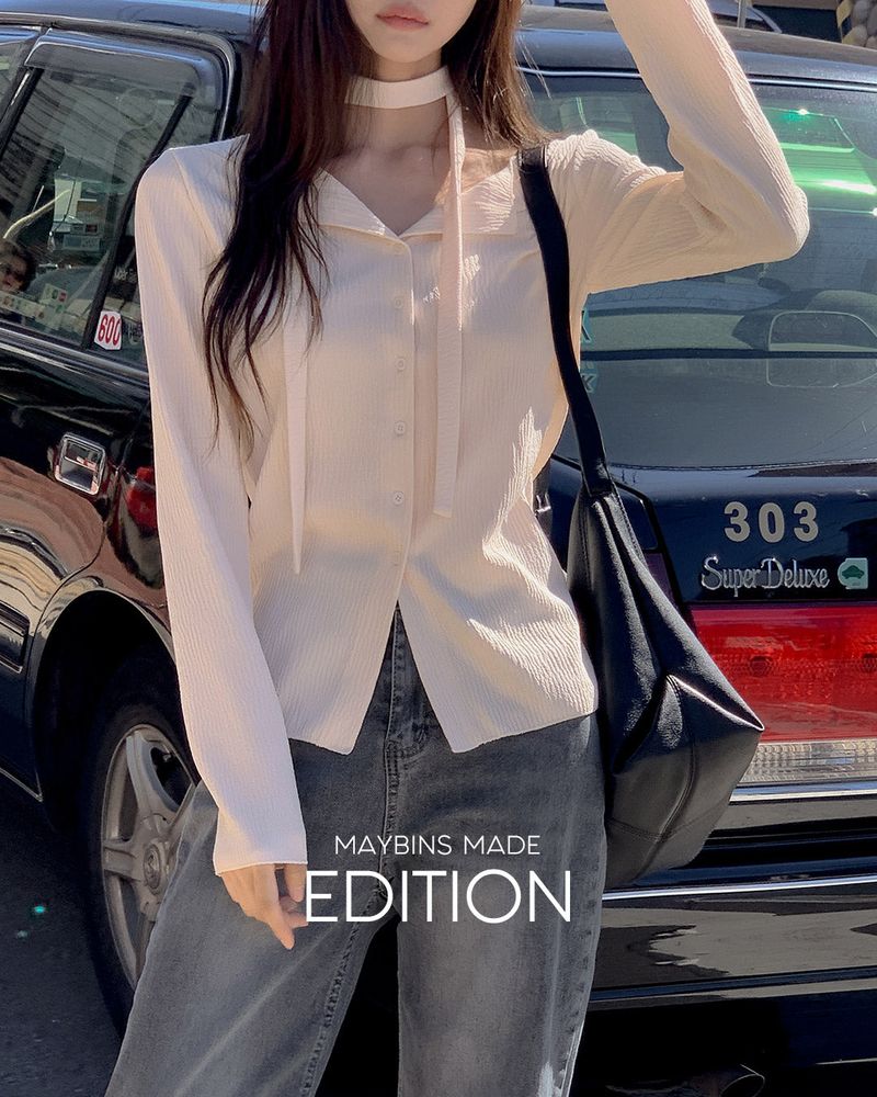 MAYBINS（メイビンス）の「MADE. Dre rinkle cardigan & tie set（Tops）」