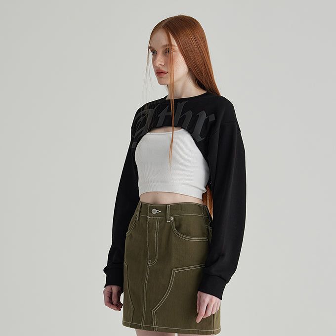 BLACK ATHR MAXI CROP SWEATSHIRT