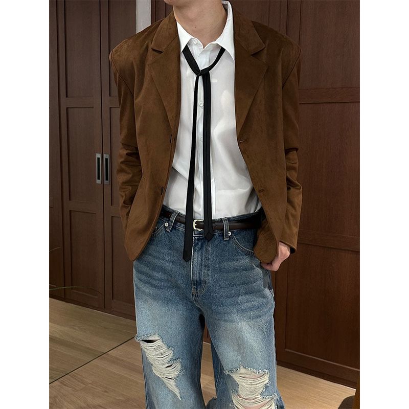[F/W] Crop suede blazer(2color)