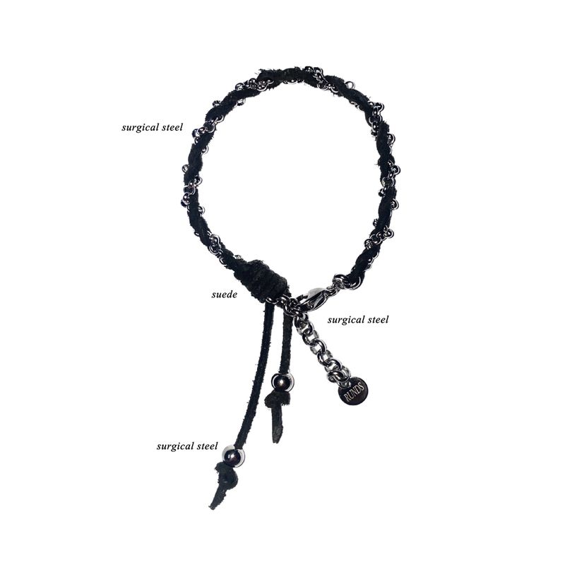 suede chain bracelet (black)