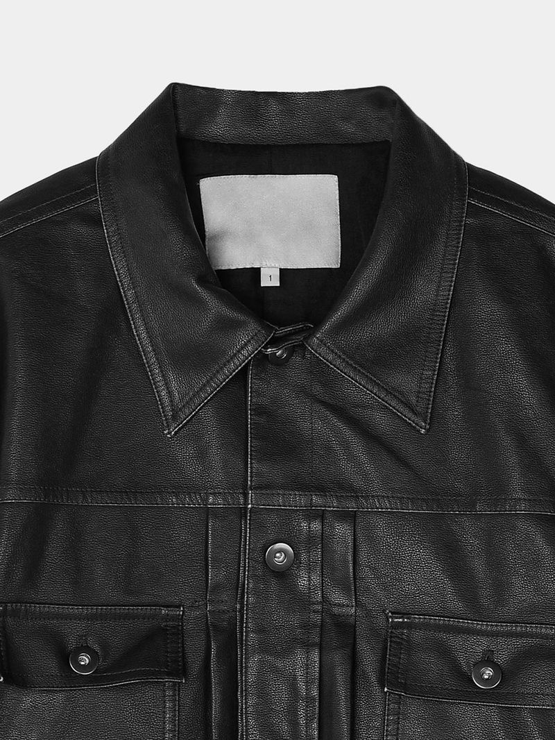 ASCLO Tracker Crop Leather Jacket (3color)