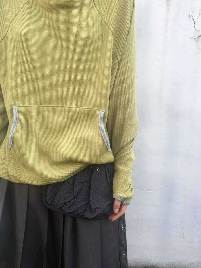 highneck loose waffle hood
