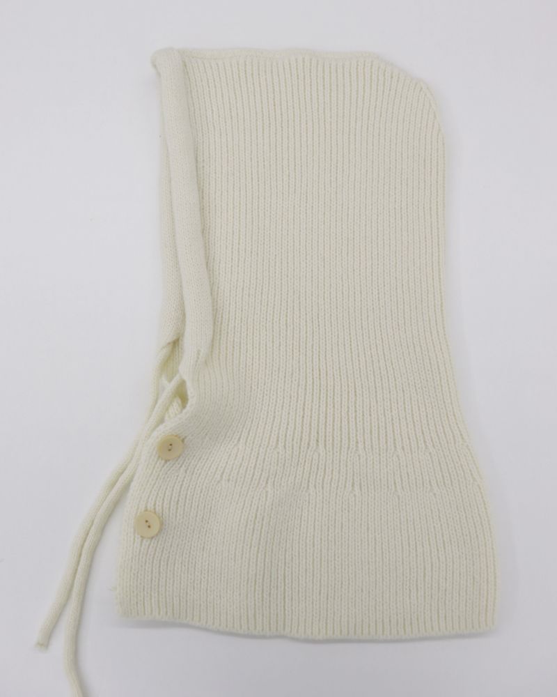 Tenu two-button hoodie knit ribbon strap balaclava