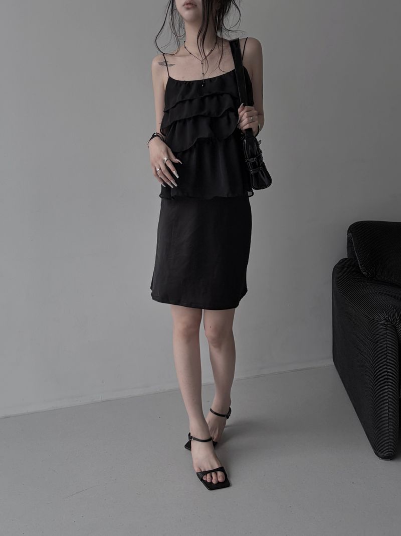 satin slip midi skirt (2color)
