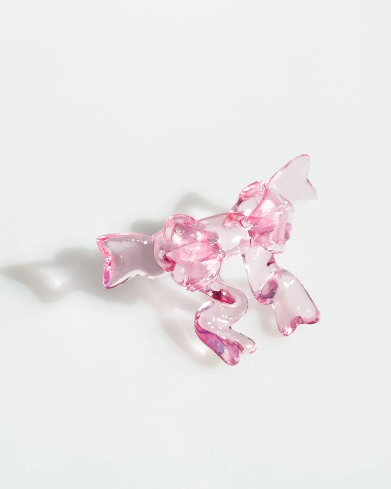 Jelly Ribbon Wing Ring - Clear Pink