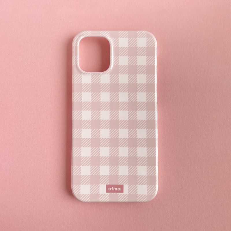 cotton candy check glossy hard phone case