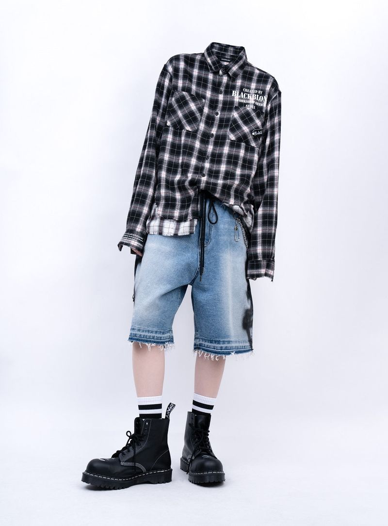 BBD Side Sprayed Custom Denim Shorts (Blue)