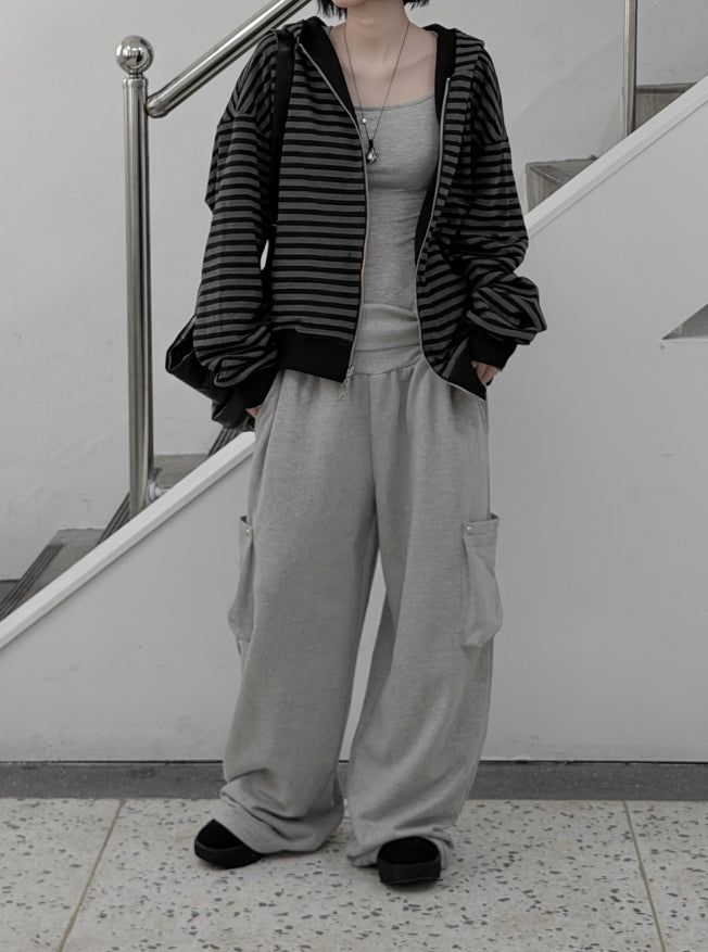 Robe Reversible Striped Hooded Zip-Up