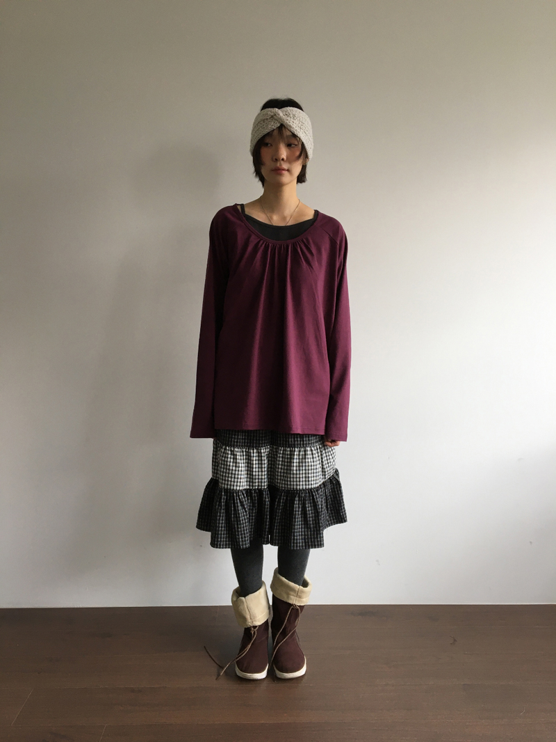 Fold check skirt (3color)