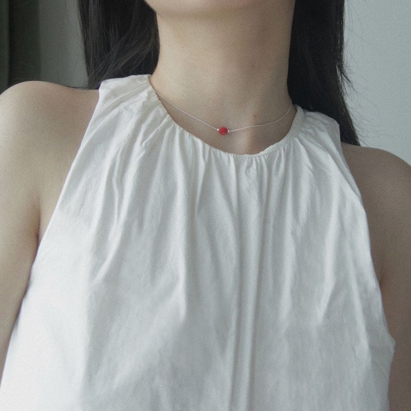 Coral Silverball Chain Necklace