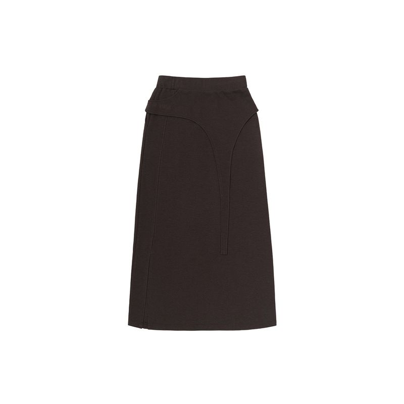 CUT-OUT MAXI LONG SKIRT (DEEP BROWN)