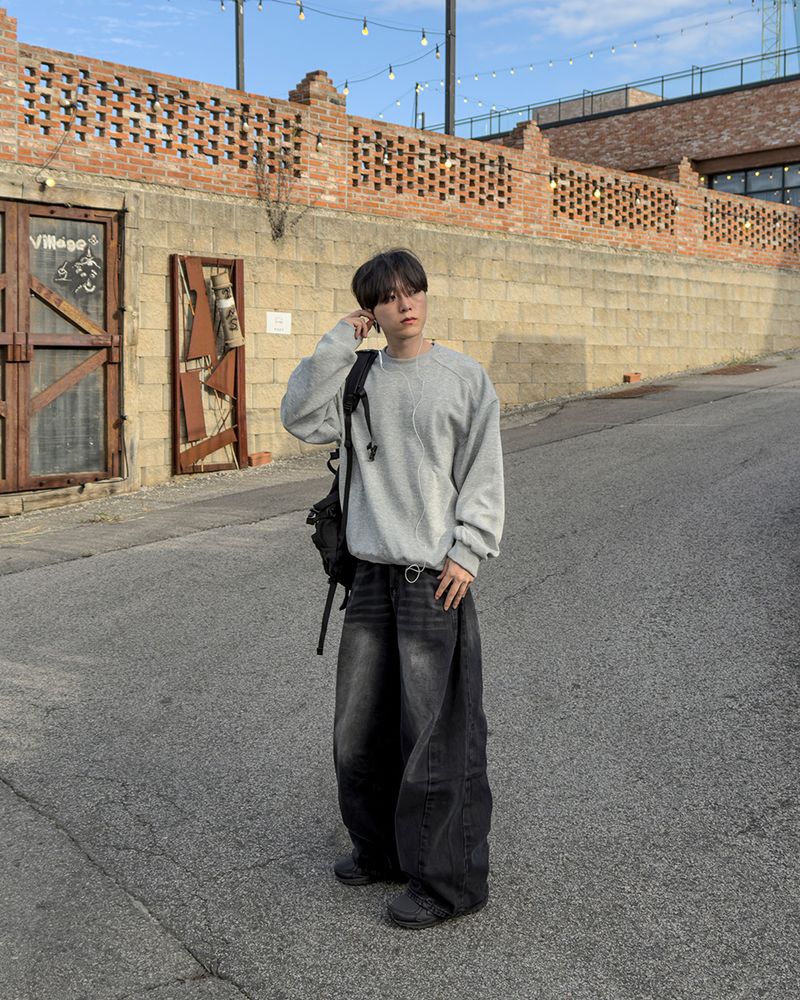 Mech side tuck wide denim pants
