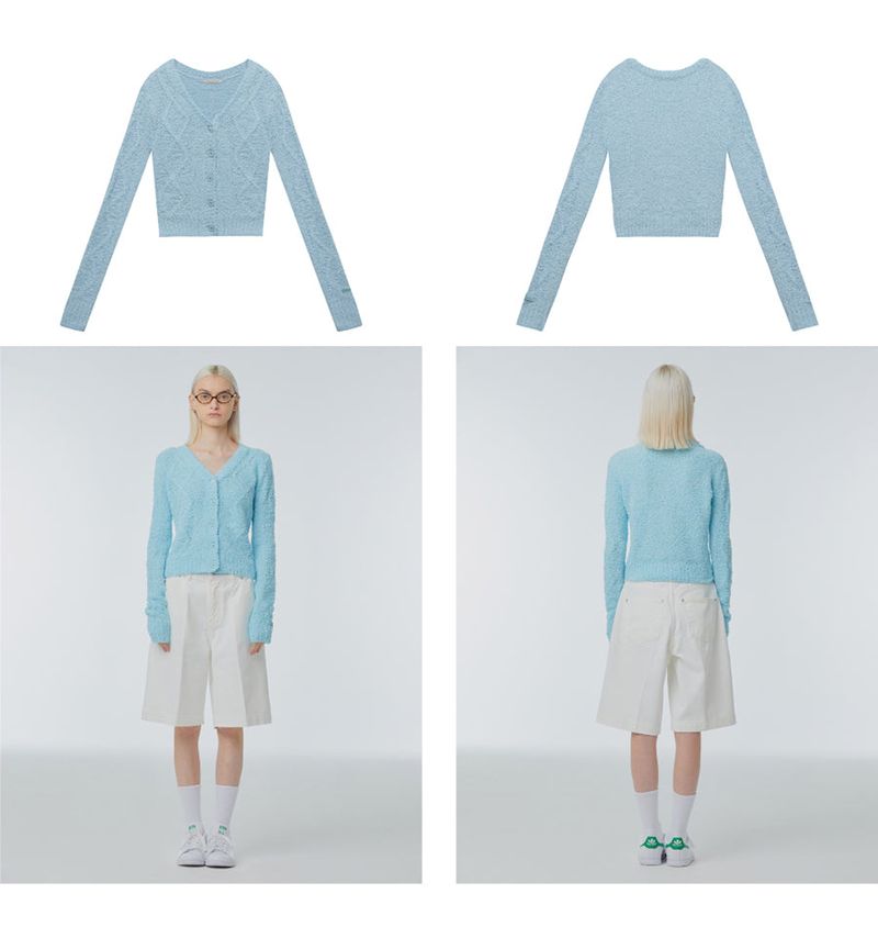 Off-the-shoulder V-neck cardigan