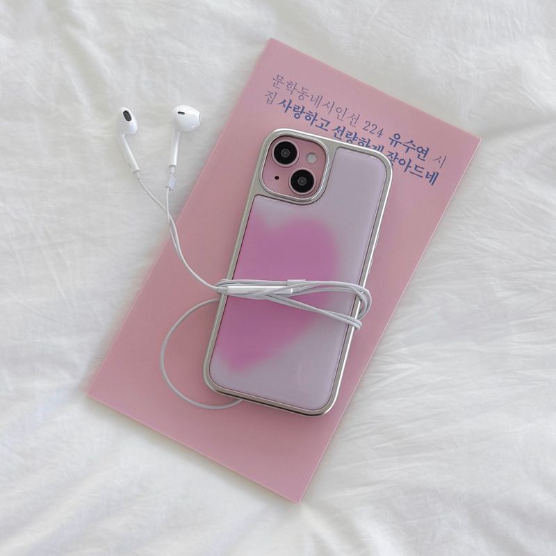 BIG HEART PINK Silver Epoxy Case