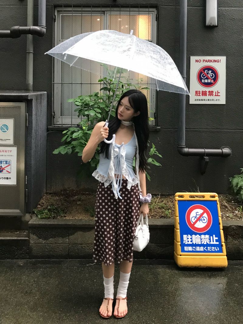 Cocoa Dot Vintage Midi Skirt