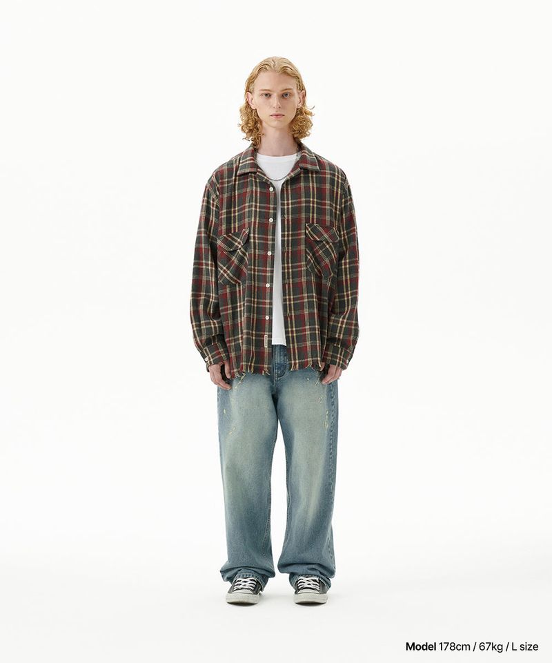 CUT OFF FLANNEL CHECK SHIRT