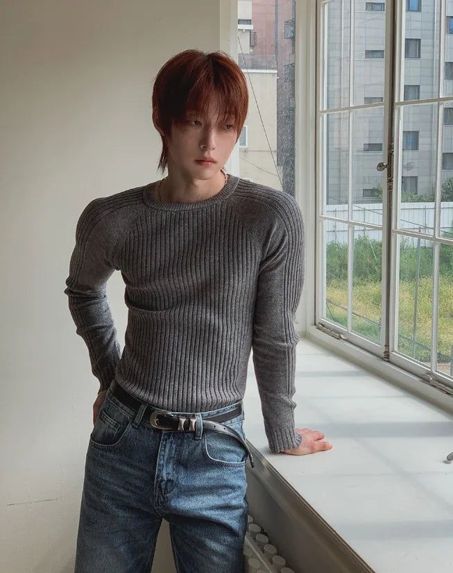 Sailon Ribbed Raglan Muscle Fit Knit