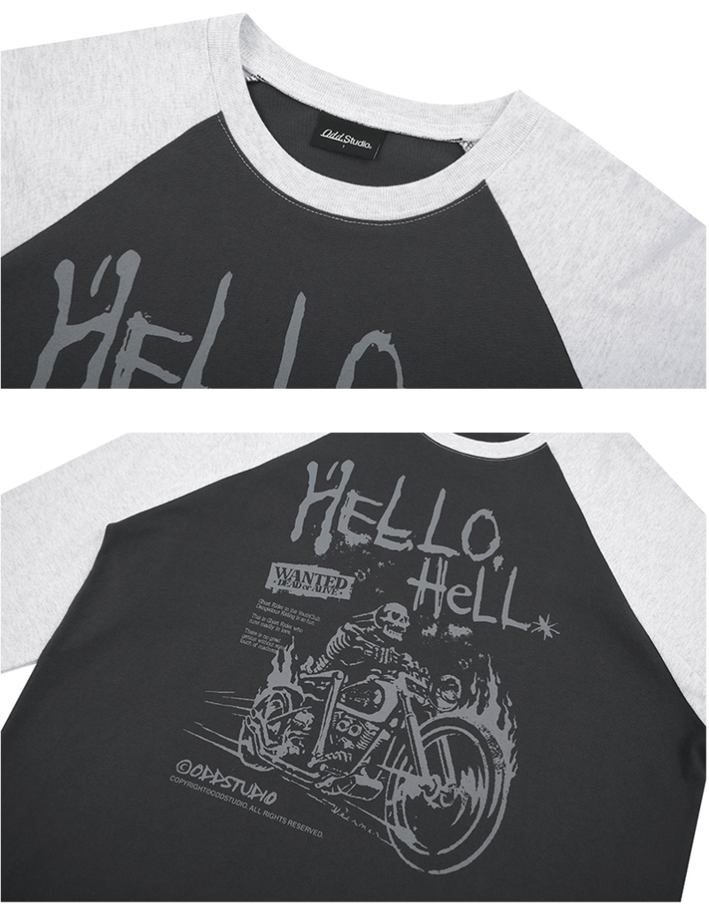 Hello Hell Raglan Oversized Fit Long Sleeve