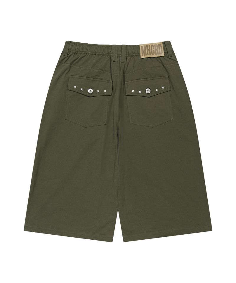 CROSS STUD TWILL SHORTS_KHAKI