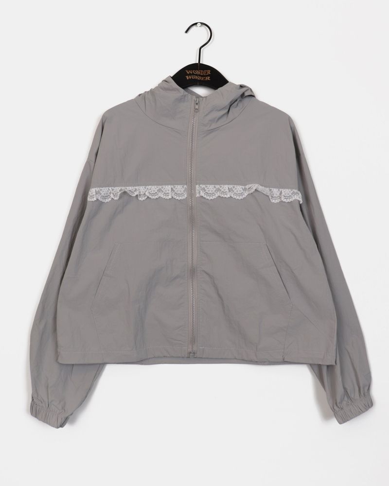 Surf lace hooded windbreaker zip-up