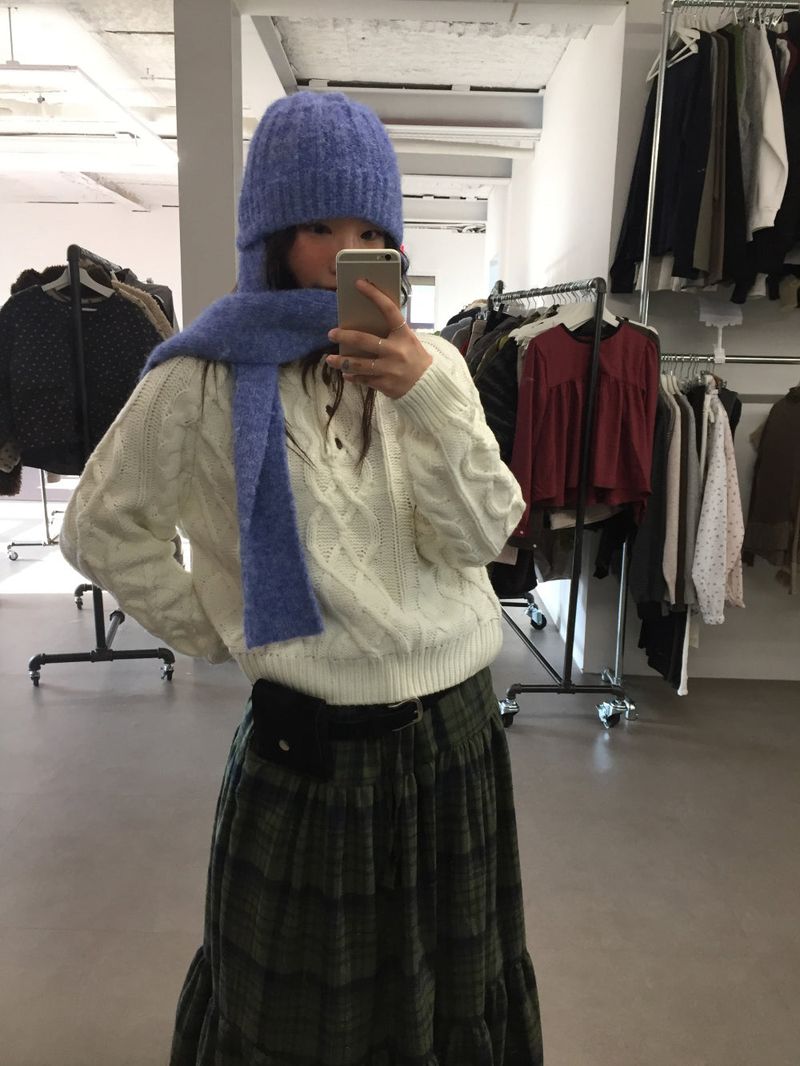 Windy Checkered Long Skirt (1color)