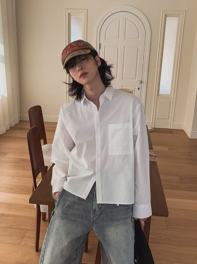 Drawing Stripe Crop Shirt