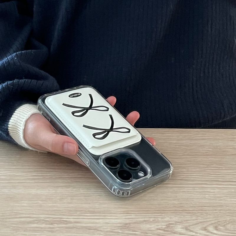 casecream（ケースクリーム）の「[MADE] Ballet core ribbon_black twin [Macsafe card wallet] （Smartphone Accessories）」