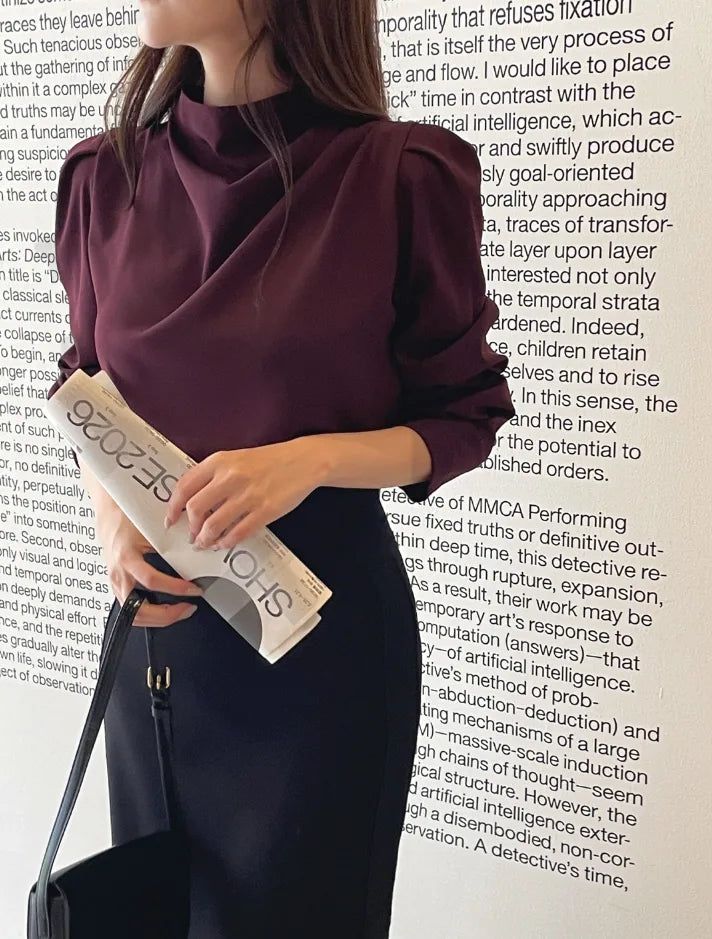 iam mari（アイアム マリ）の「Nubet Half-Neck Drape Puff Blouse（Tops）」