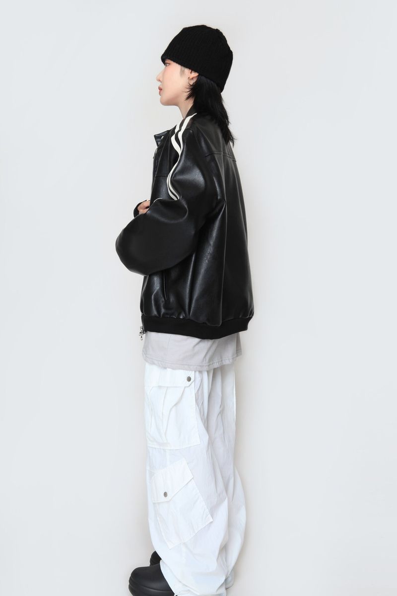 Biker Track Leather Jacket