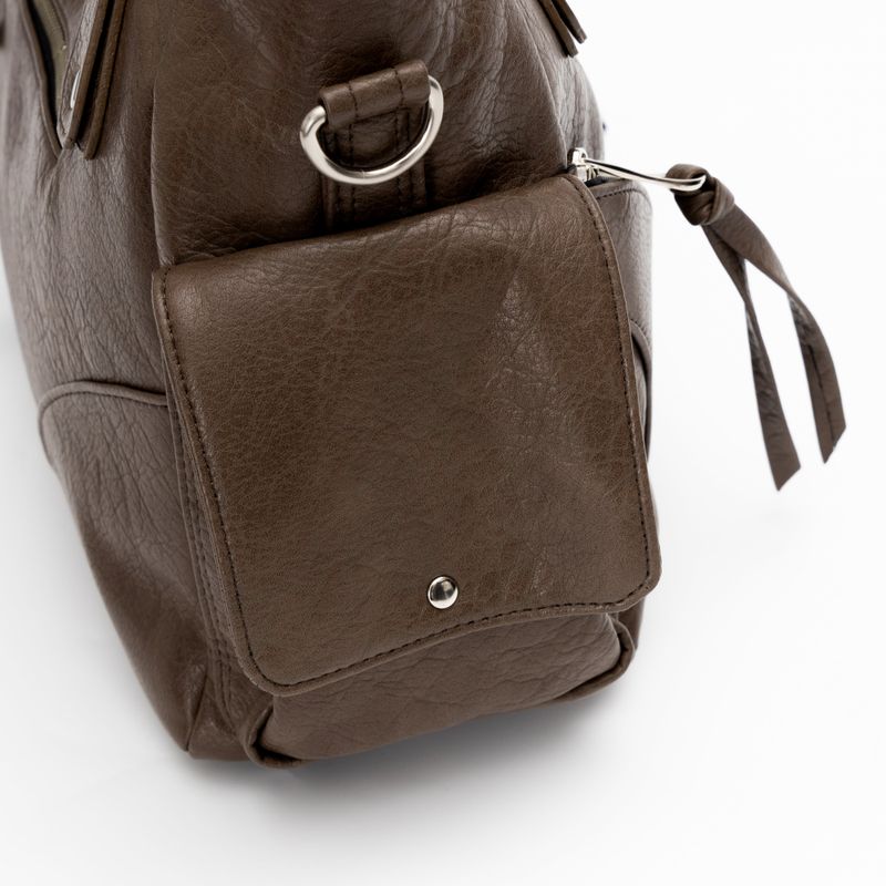 Studded Leather Shoulder Bag (Brown)