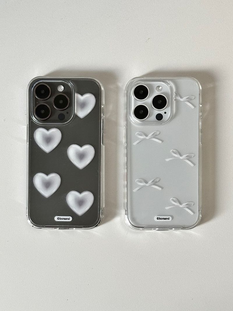 Silver Heart Ribbon Jell-hard case