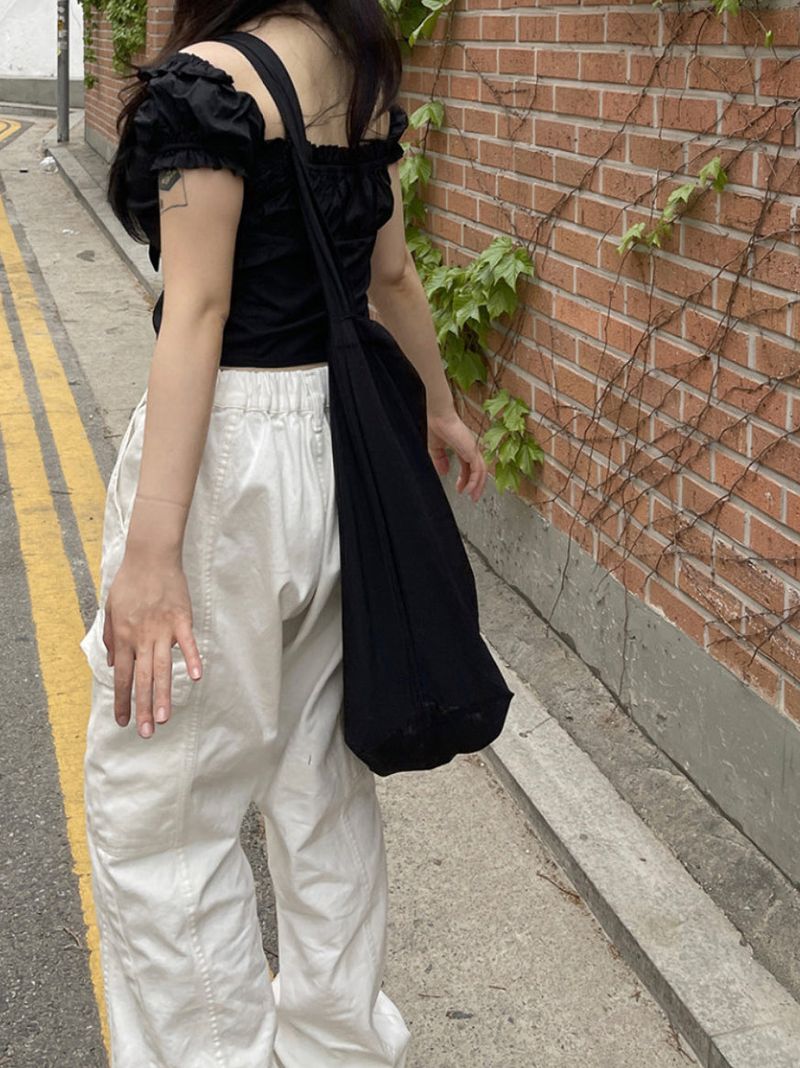 Stitch Wide Cotton Cargo Pants