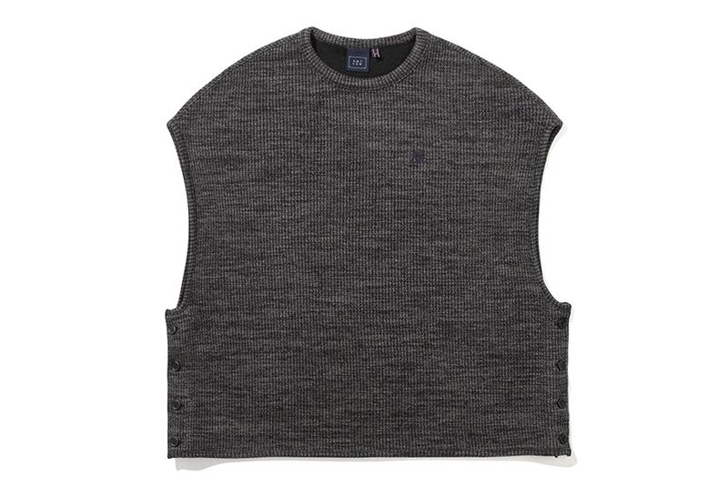SIDE OPEN KNIT VEST_CHARCOAL