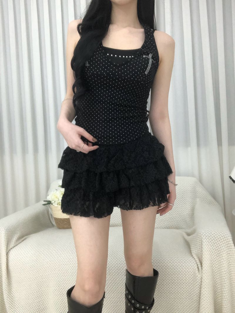 Cubic Cross Dot Halter Top