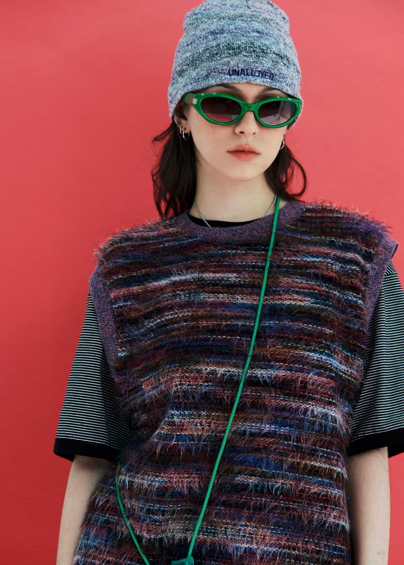 FUR KNIT VEST / PURPLE