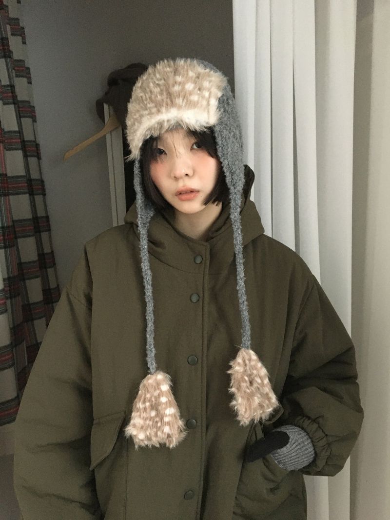 Matte Snap Hooded Padded Jacket (2 Colors)