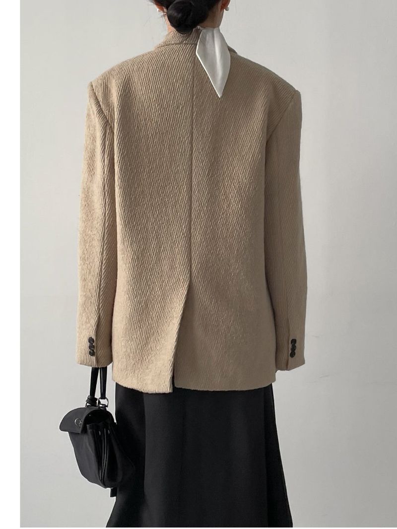 [Wool 50%/Quilted lining] Twill wool single over fit jacket